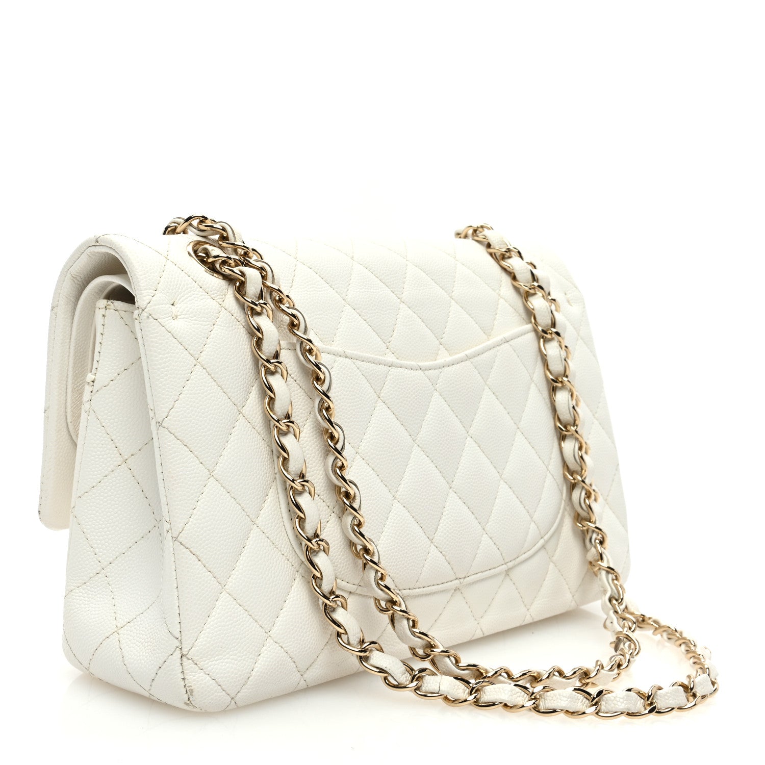 Chanel Caviar Quilted Medium Double Flap White 3 of 16