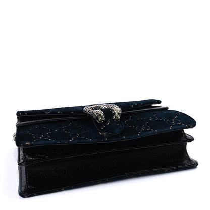 Gucci Velvet Skipper GG Monogram Small Dionysus Shoulder Bag  Blue Beige Black 3 of 8