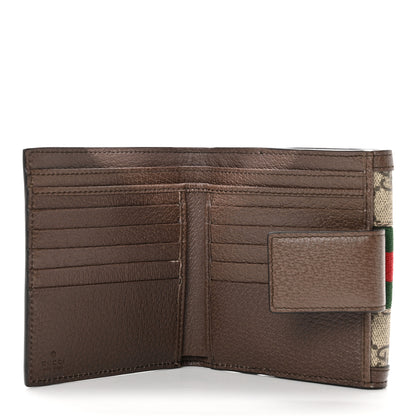 Gucci GG Supreme Monogram Web Ophidia French Flap Wallet Beige New Acero 4 of 8