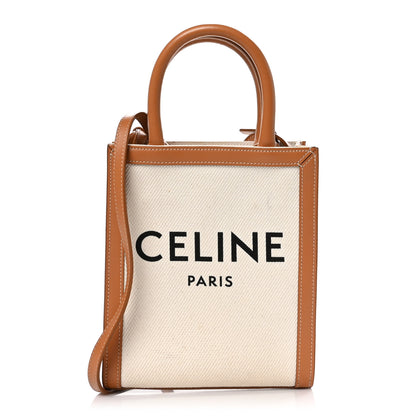 Celine Canvas Calfskin Mini Vertical Cabas Natural Tan 1 of 8