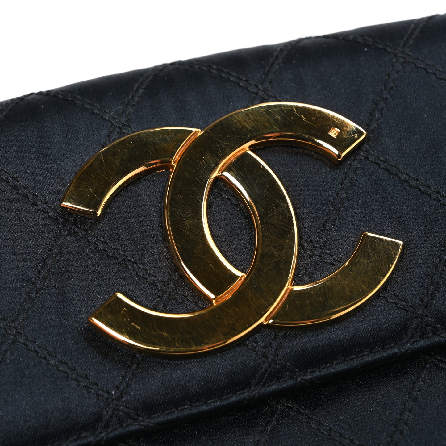 Satin Quilted Mini Single Flap Black