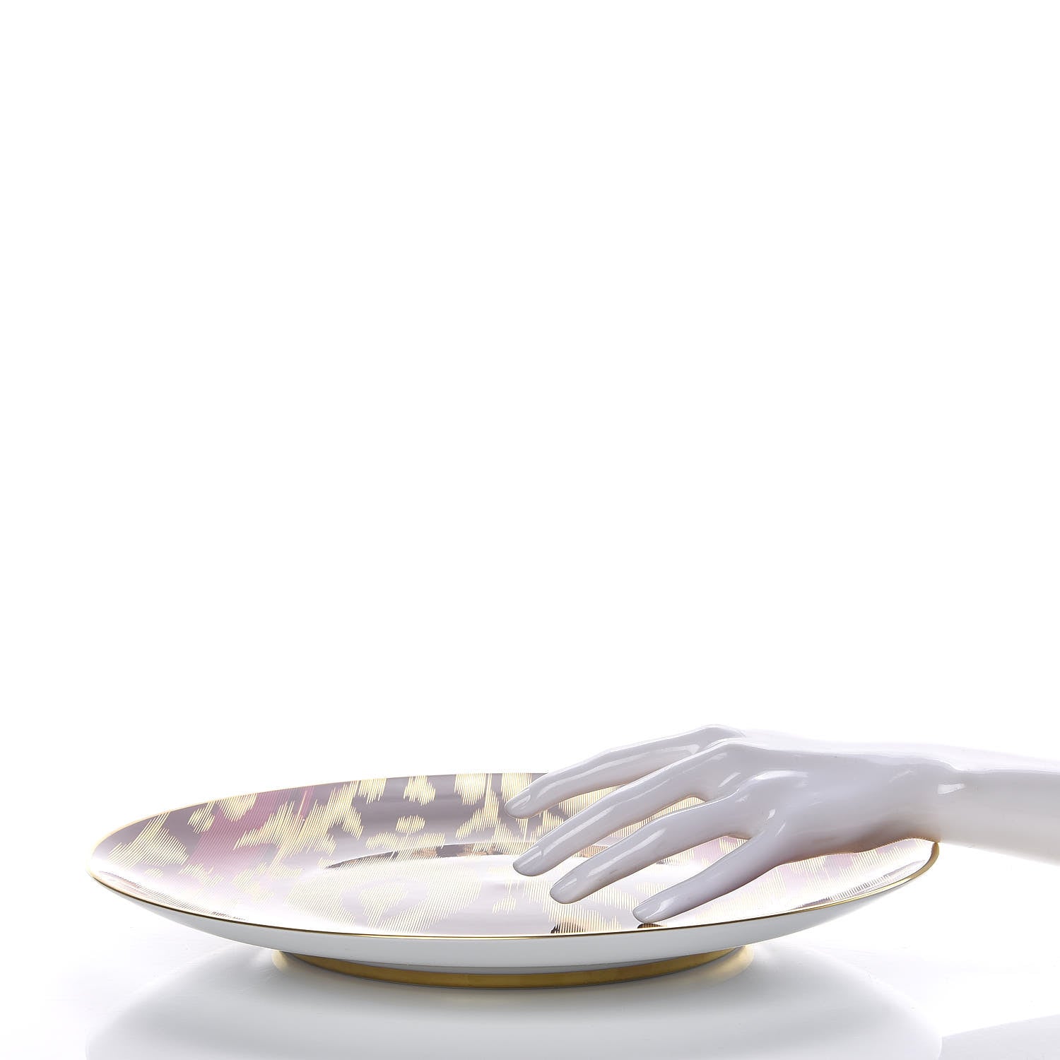 Hermes Porcelain Voyage en Ikat Presentation Plate Ruby 3 of 11