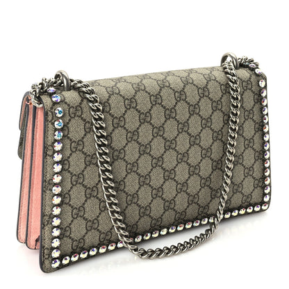 Gucci GG Supreme Monogram Suede Crystal Small Dionysus Shoulder Bag  Beige Ebony Light Peonia 2 of 9