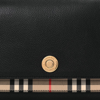 Burberry Coated Canvas Calfskin Vintage Check Medium Note Crossbody Bag Black 6 of 8