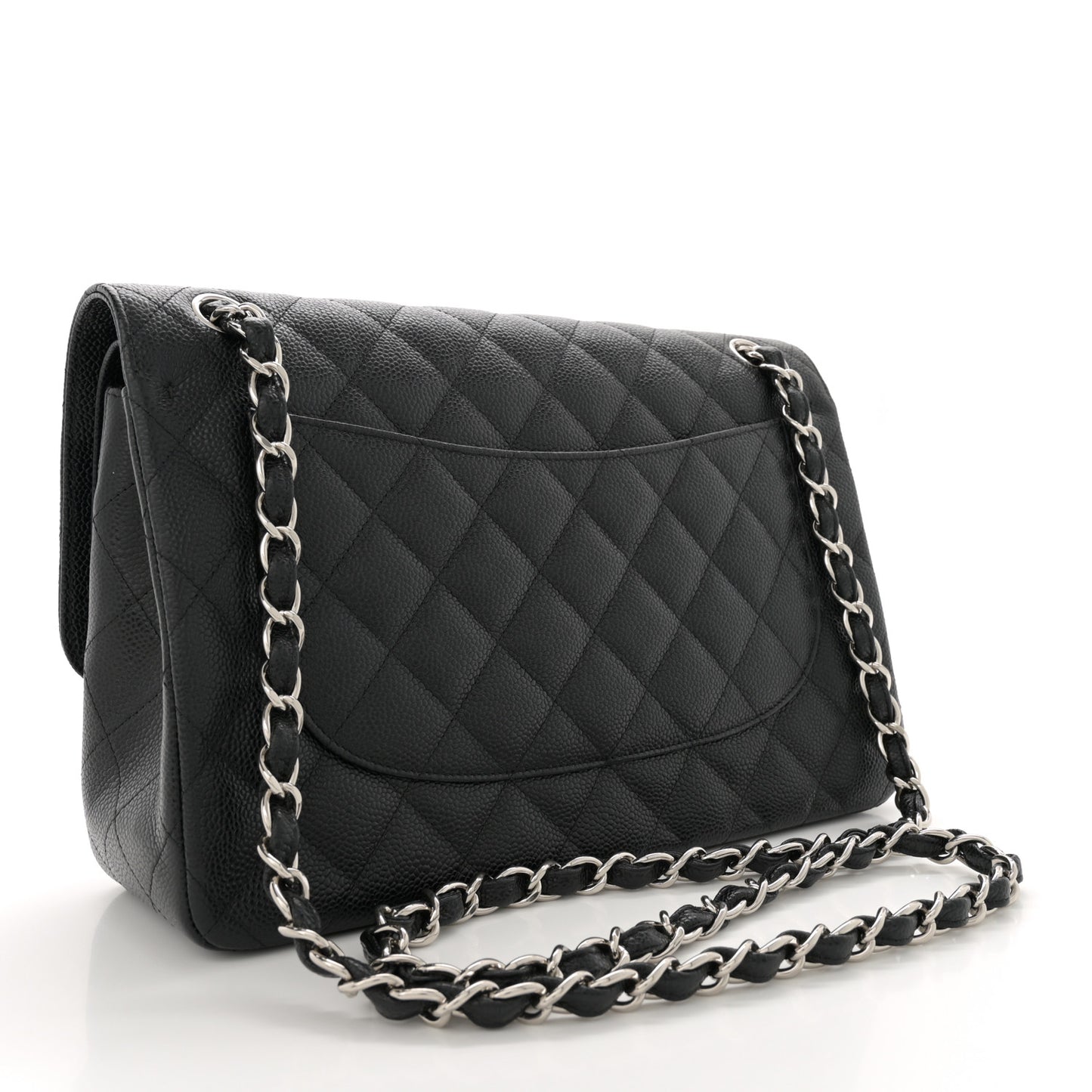 Caviar Quilted Jumbo Double Flap Black