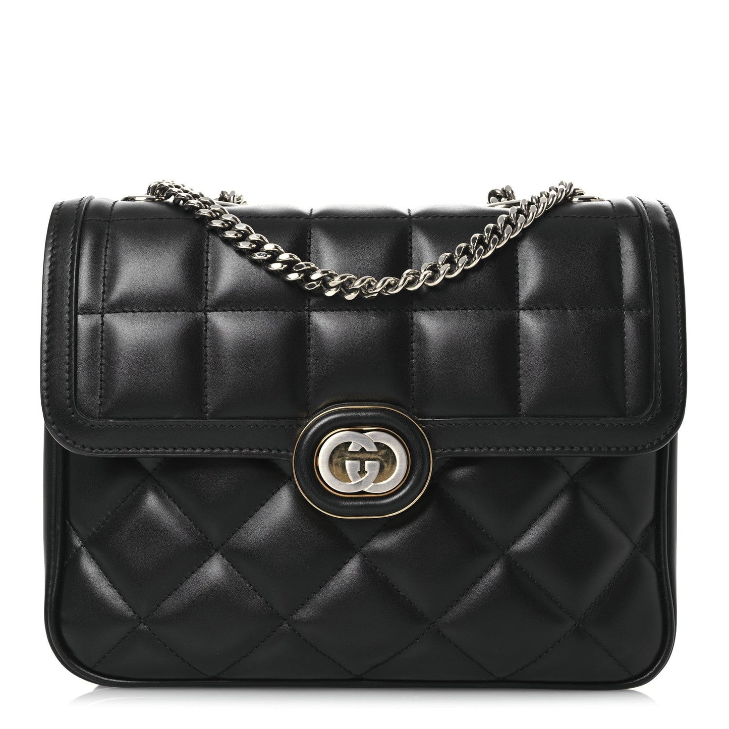 Calfskin Quilted Small Deco Shoulder Bag Black