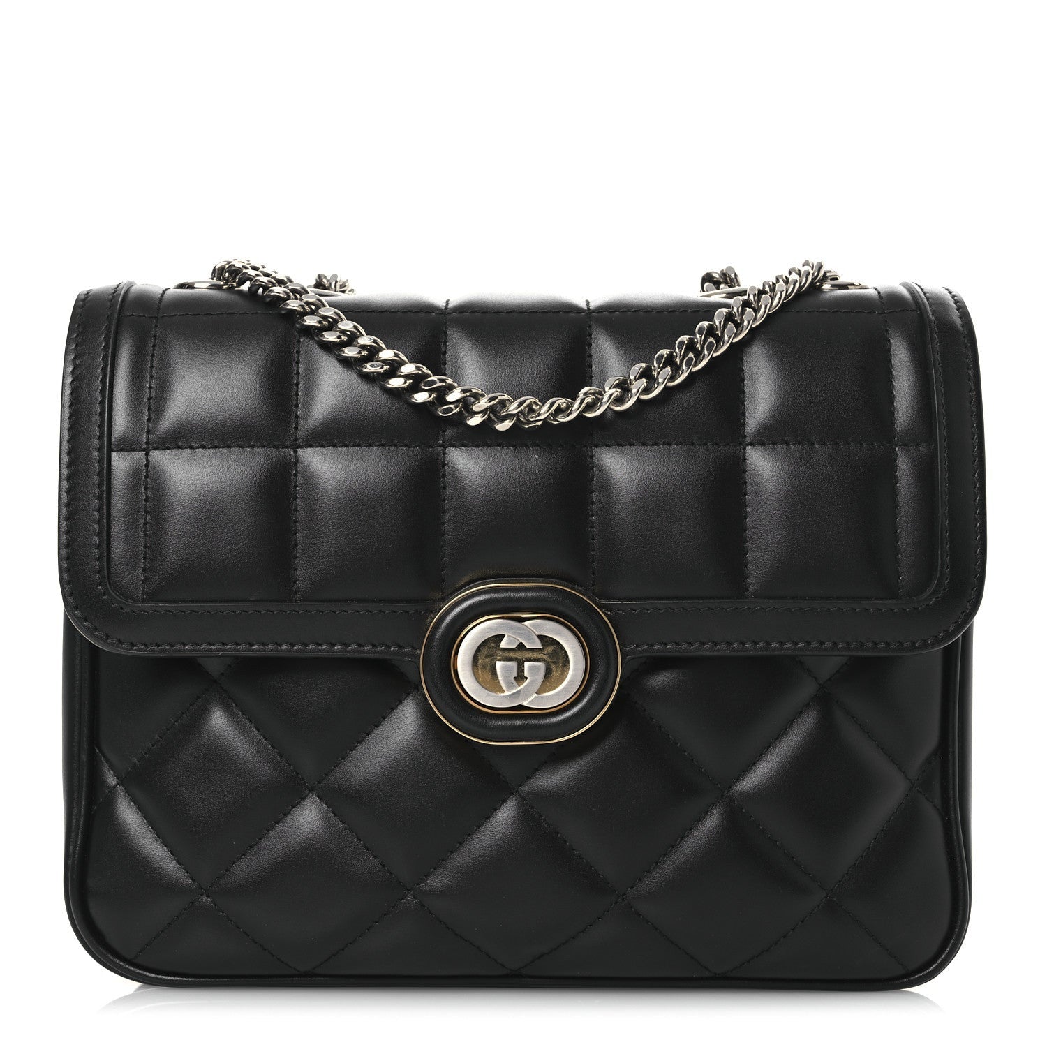 Gucci Calfskin Quilted Small Deco Shoulder Bag Black 7 of 7