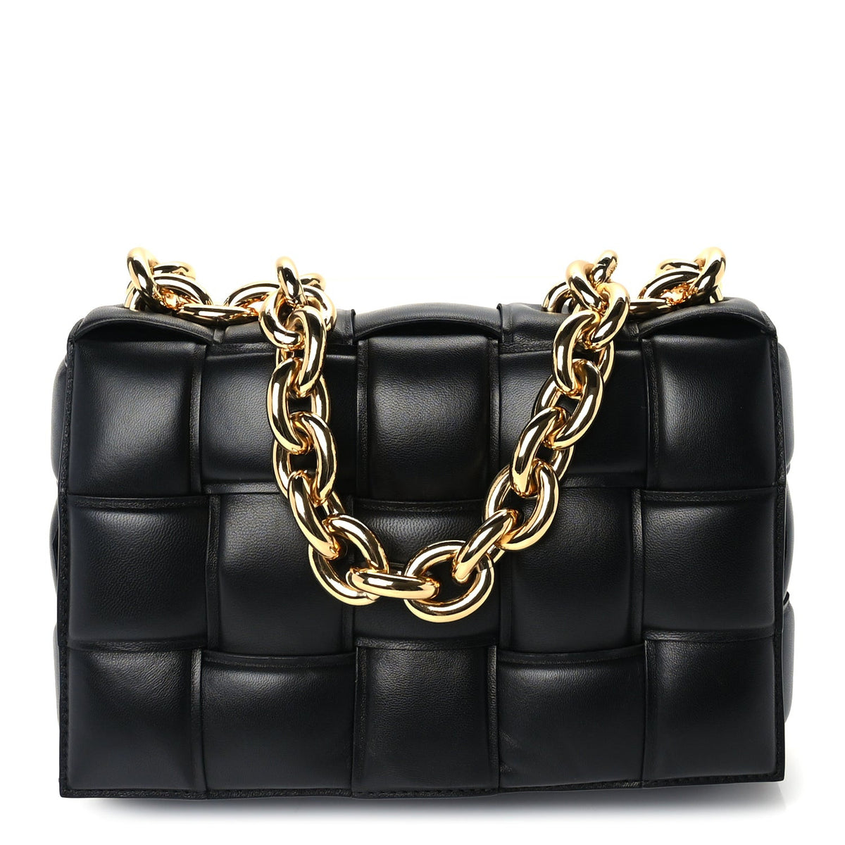 Bottega Veneta Lambskin Maxi Intreccio Padded Chain Cassette Crossbody Bag Black 1 of 8