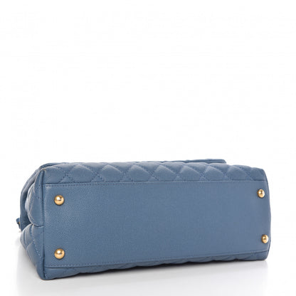 Chanel Caviar Quilted Small Coco Handle Flap Blue 4 of 10