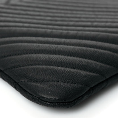 Chanel Caviar Chevron Quilted Large Cosmetic Case Black 9 of 10