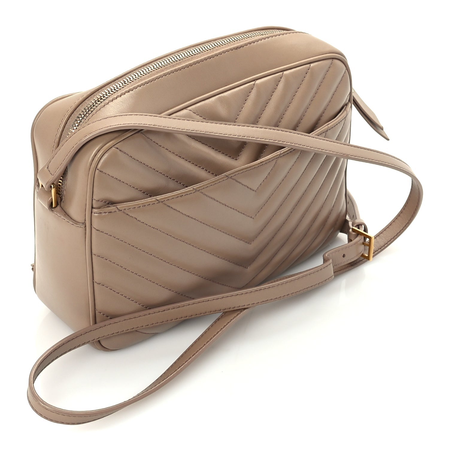 Saint Laurent Calfskin Matelasse Monogram Lou Camera Bag Dark Latte 2 of 8