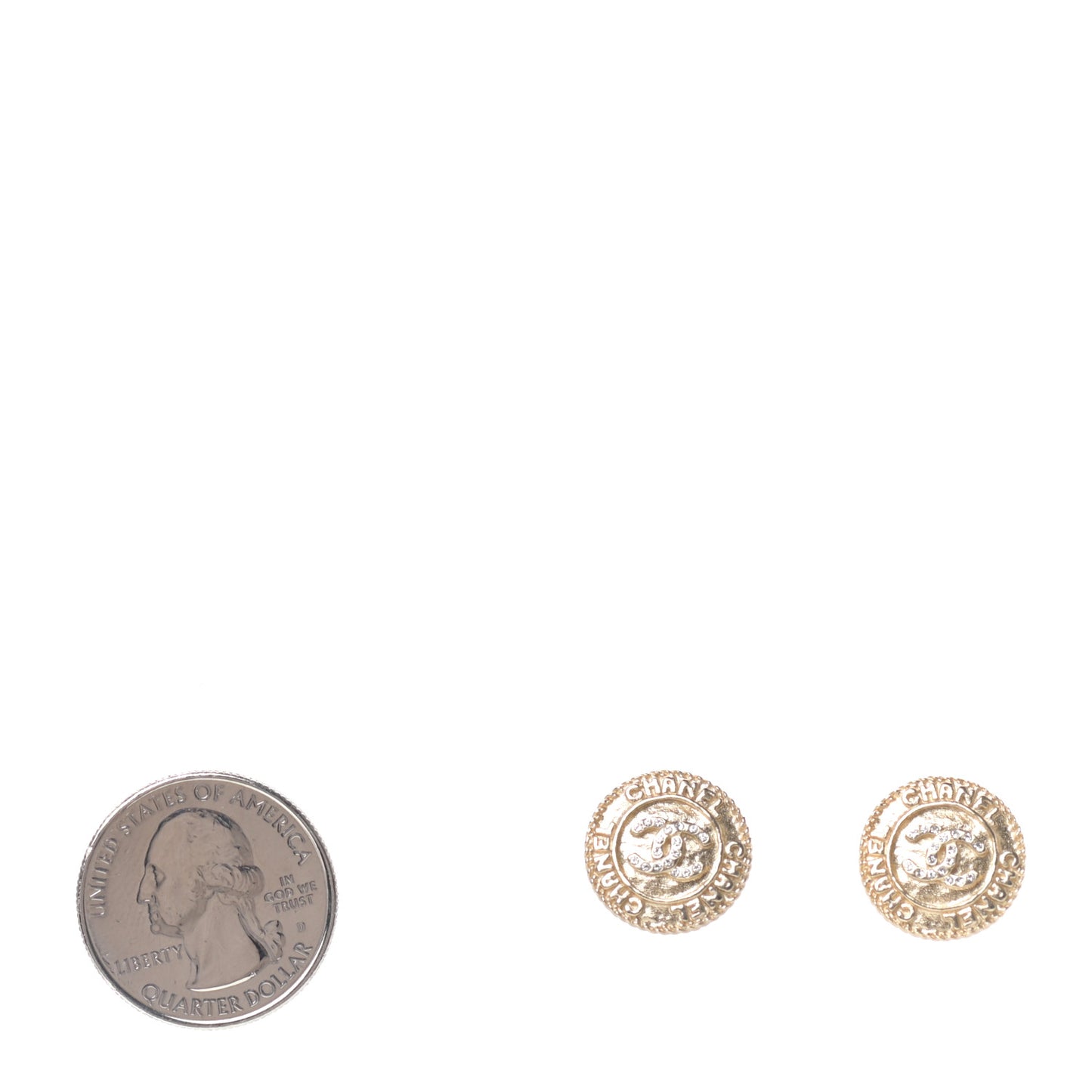 Crystal CC Round Earrings Gold