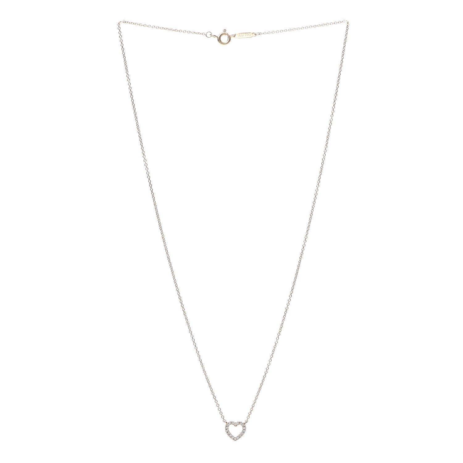 Tiffany 18K Rose Gold Diamond Metro Heart Pendant Necklace 3 of 6