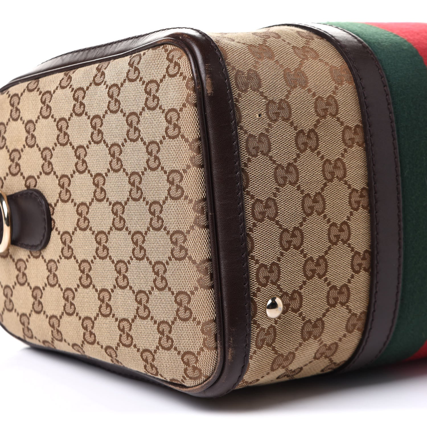 Gucci Monogram Vintage Web Medium Boston Dark Brown 10 of 11