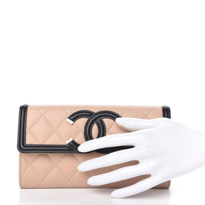 Chanel Caviar Quilted Filigree Flap Wallet Beige Black 2 of 12