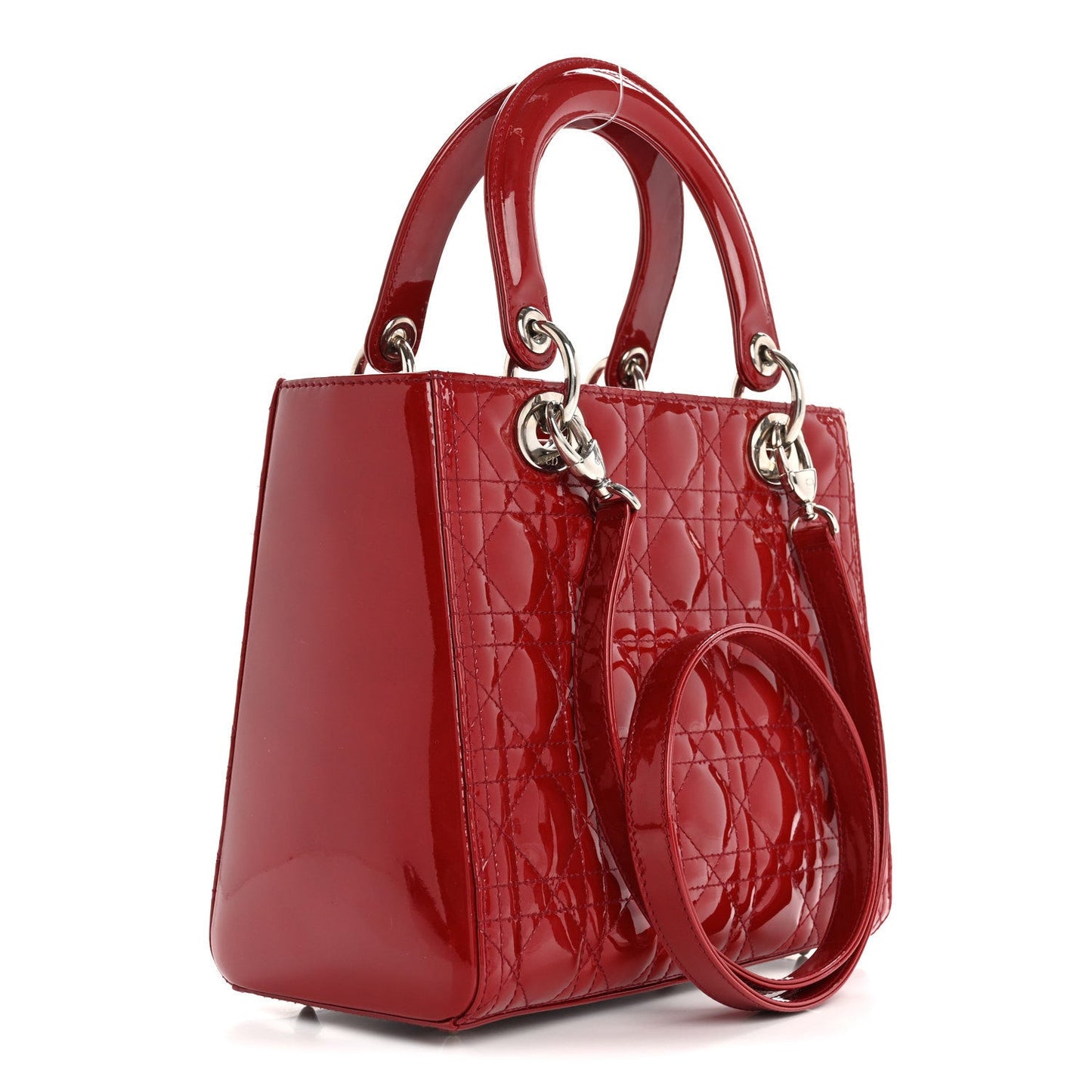Patent Cannage Medium Lady Dior Red