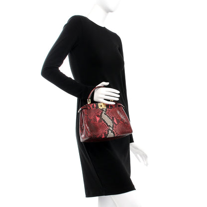Fendi Python Mini Peekaboo Iconic Satchel Rosso Scuro Fiamma 3 of 7