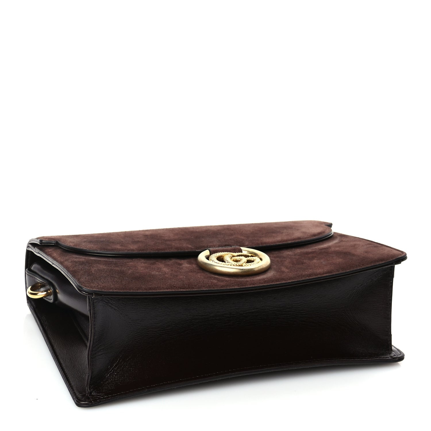 Gucci Suede Medium Torchon GG Ring Shoulder Bag  Reflex Brown 3 of 9