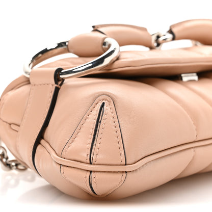 Gucci Nappa Vertical Matelasse Small Maxi Horsebit Chain Shoulder Bag Beige 9 of 11