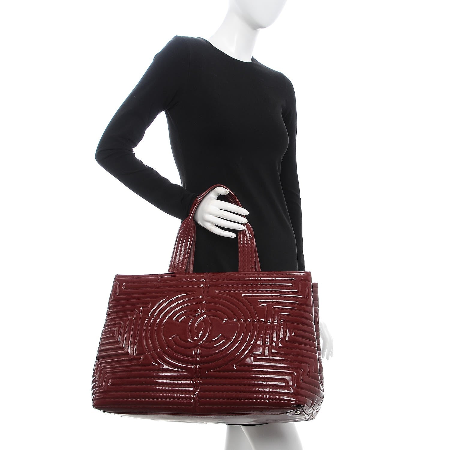 Chanel Vinyl Coco Ming Grand Shopping Tote Burgundy 2 of 9