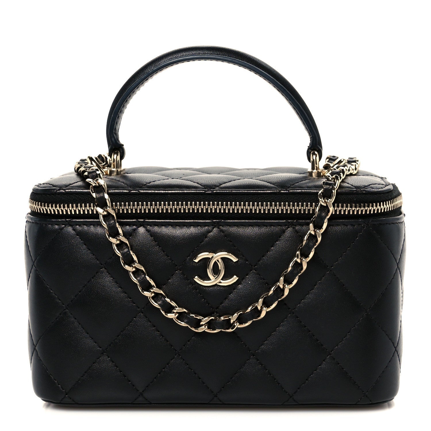 Chanel Lambskin Quilted Small Top Handle Vanity Case With Chain Black 1 of 1