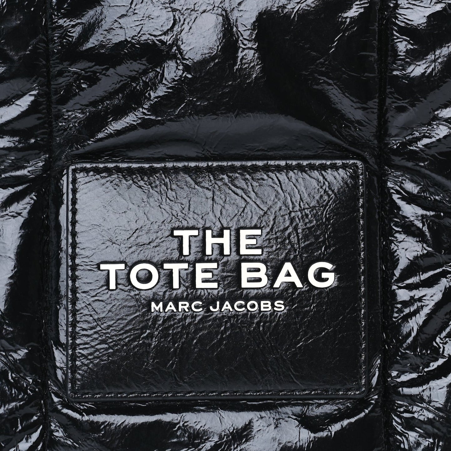 Shiny Crinkled Lambskin Medium The Tote Bag Black