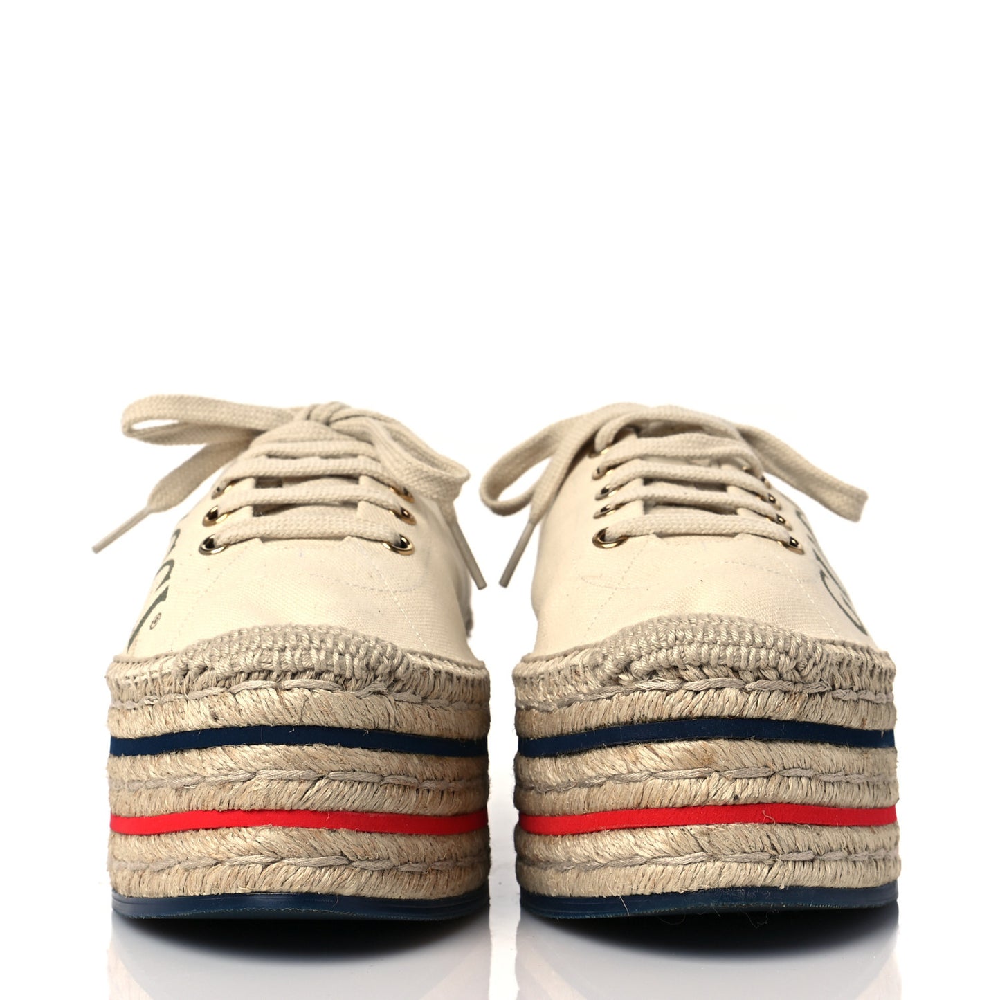 Canvas Logo Lace-Up Platform Espadrilles 41 Greggio Grege