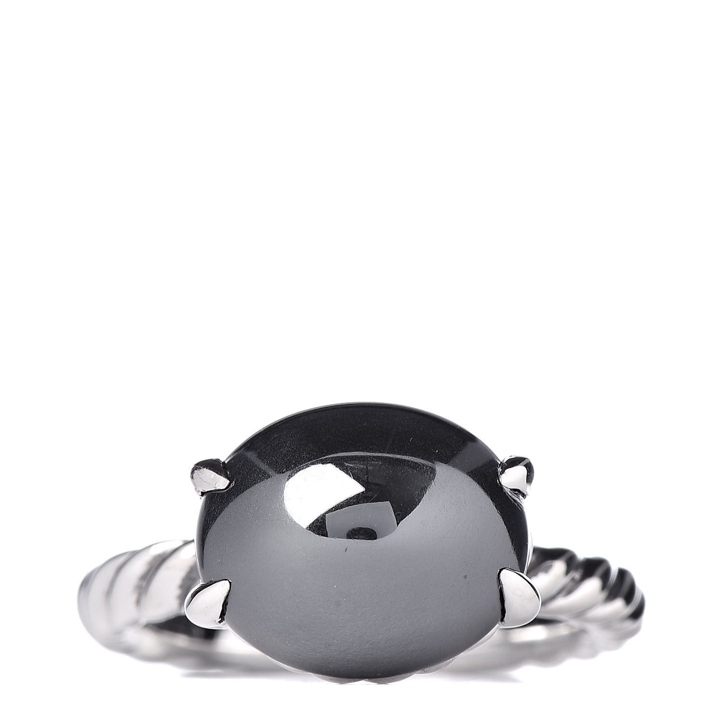 Sterling Silver Hematite 10mm Chatelaine Ring 52 6