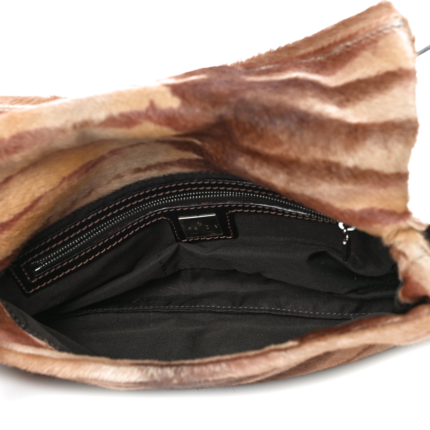 Calf Hair Zebra Print Baguette Brown