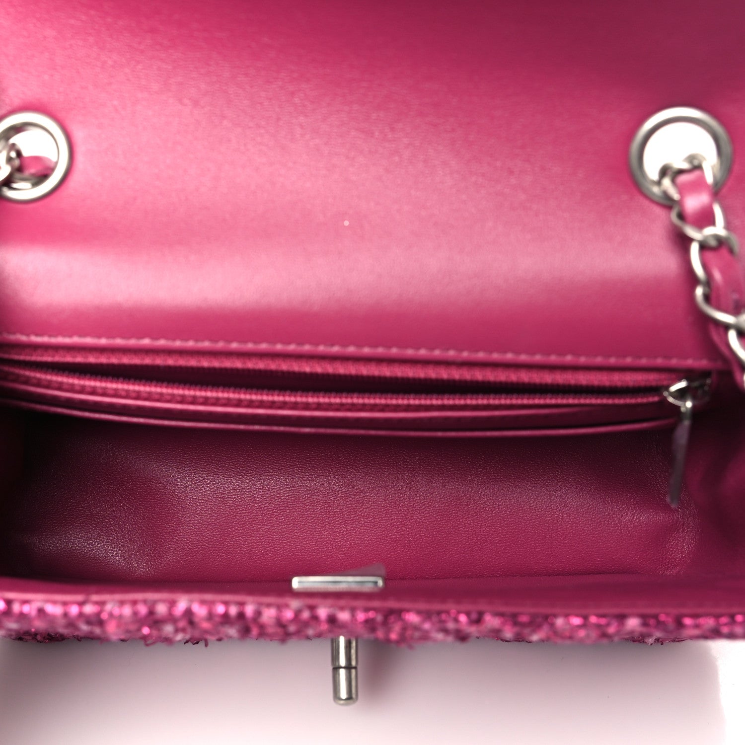 Chanel Metallic Tweed Quilted Mini Rectangular Flap Pink 6 of 12