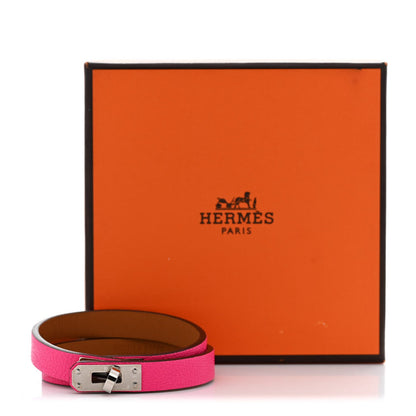 Hermes Chevre Chamkila Kelly Double Tour Bracelet T2 Rose Pop 7 of 7