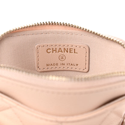 Chanel Caviar Quilted Zip Card Holder Wallet Light Beige 6 of 8