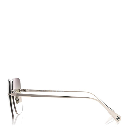 Chanel Titanium Rimless Square Sunglasses 4287-T Silver 3 of 7