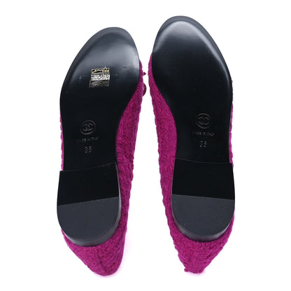 Chanel Tweed Patent Cap Toe Ballerina Flats 36  Pink Black 6 of 7