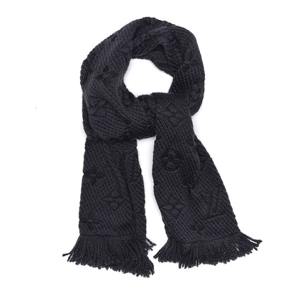 Louis Vuitton Wool Silk Logomania Scarf Charcoal Grey 1 of 3