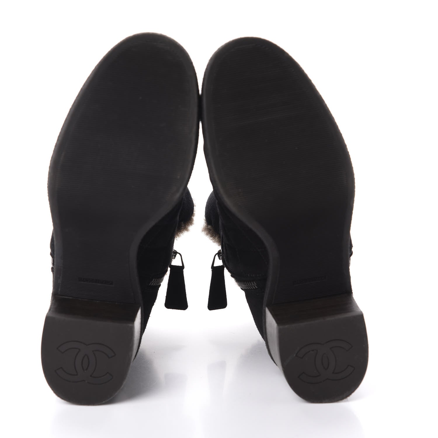 Chanel Suede Quilted Shearling Short Boots 36.5 Black 5 of 9