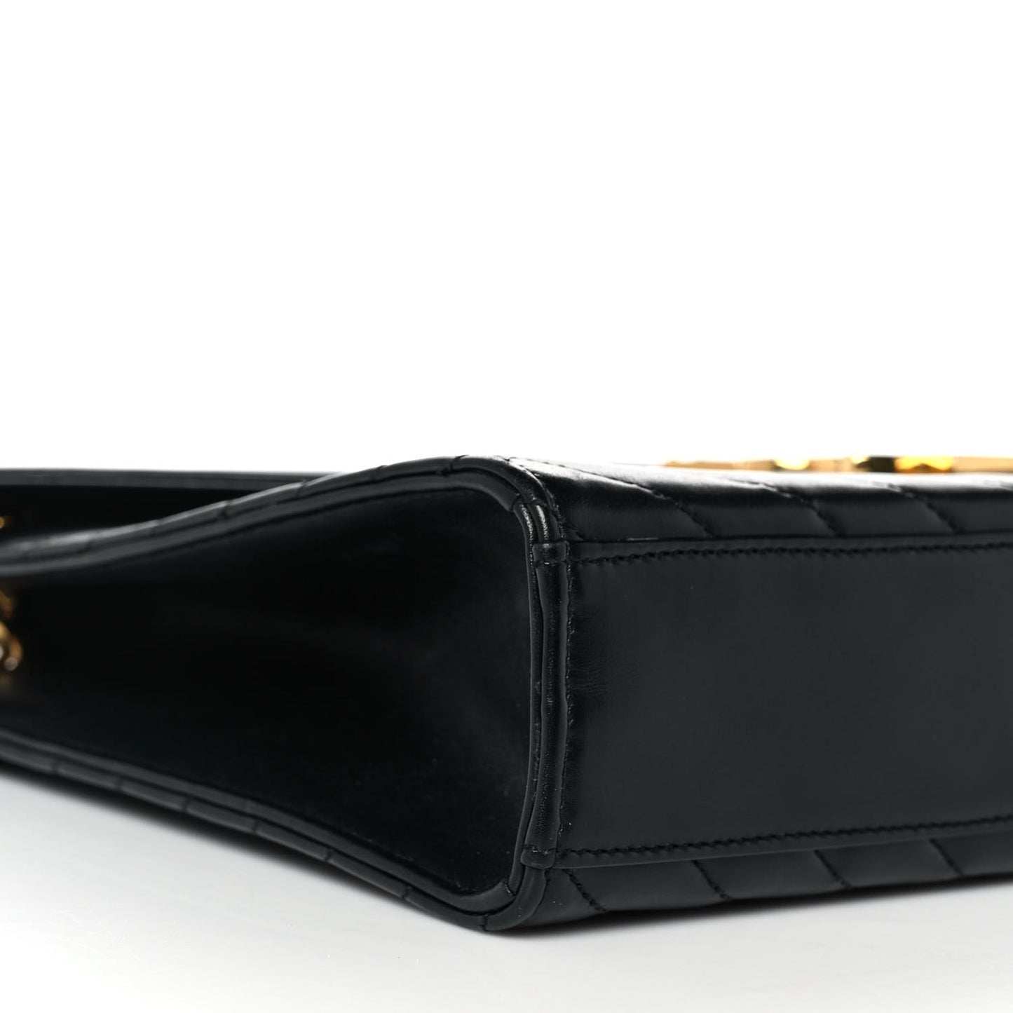 Smooth Calfskin Matelasse Chevron Large Monogram Satchel Black