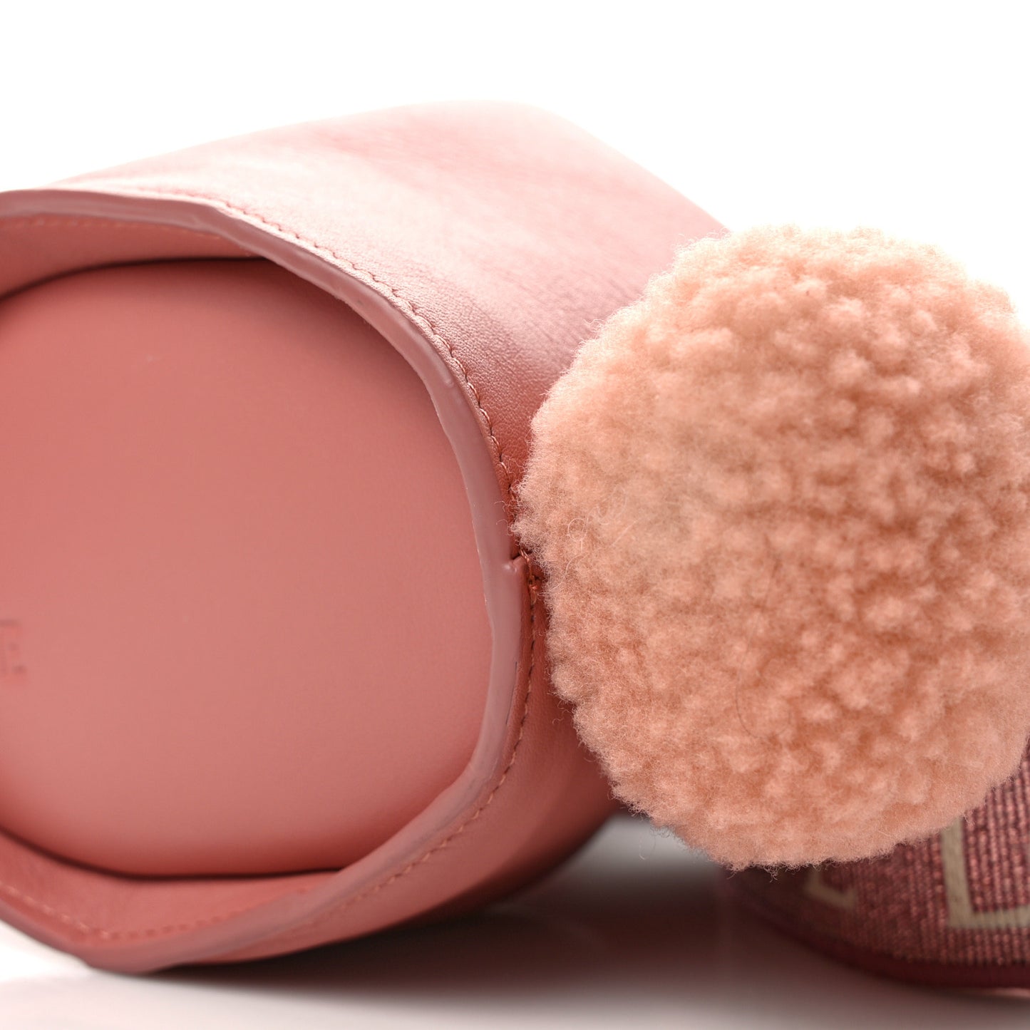 Calfskin Shearling Small Bunny Shoulder Bag Peach Bloom