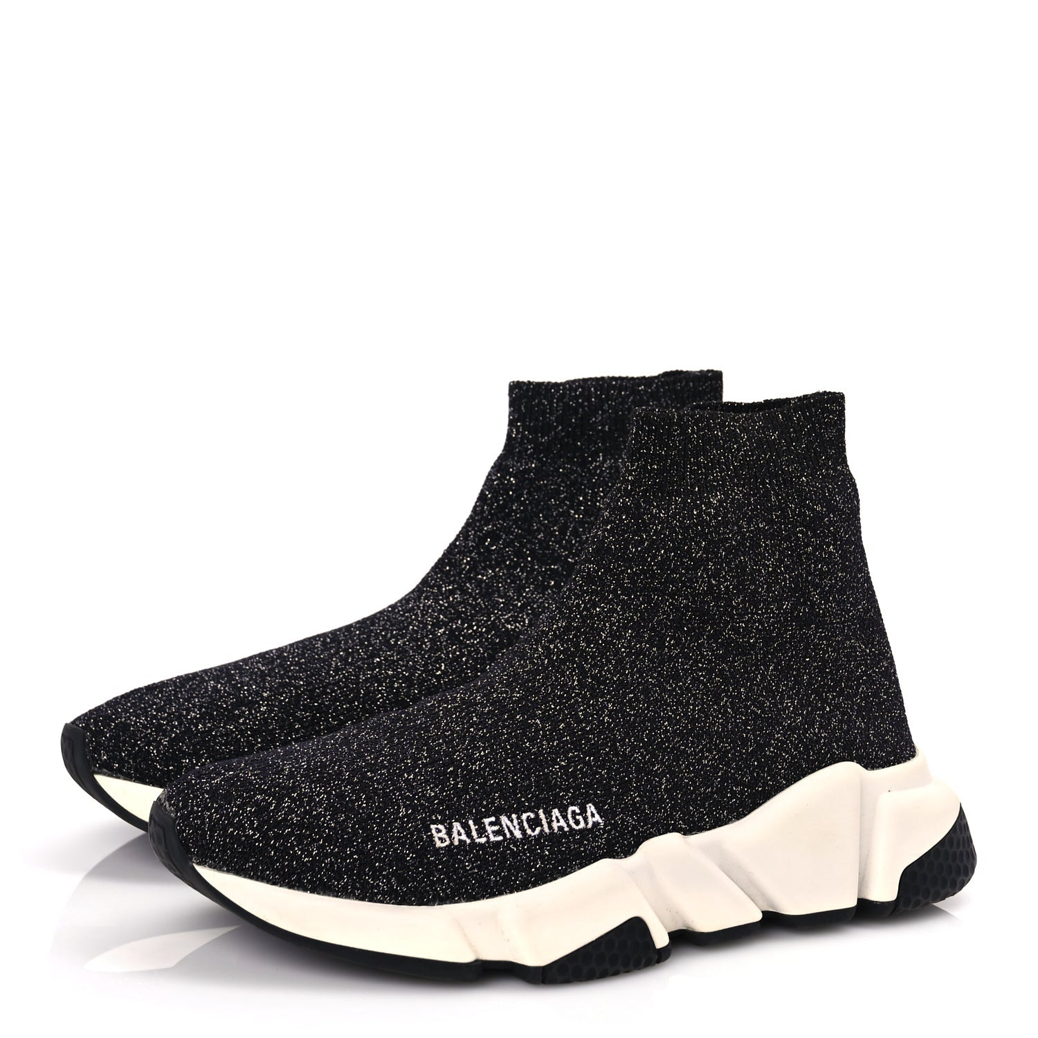 Balenciaga Knit Metal Womens Speed Sneakers 35 Black 4 of 8