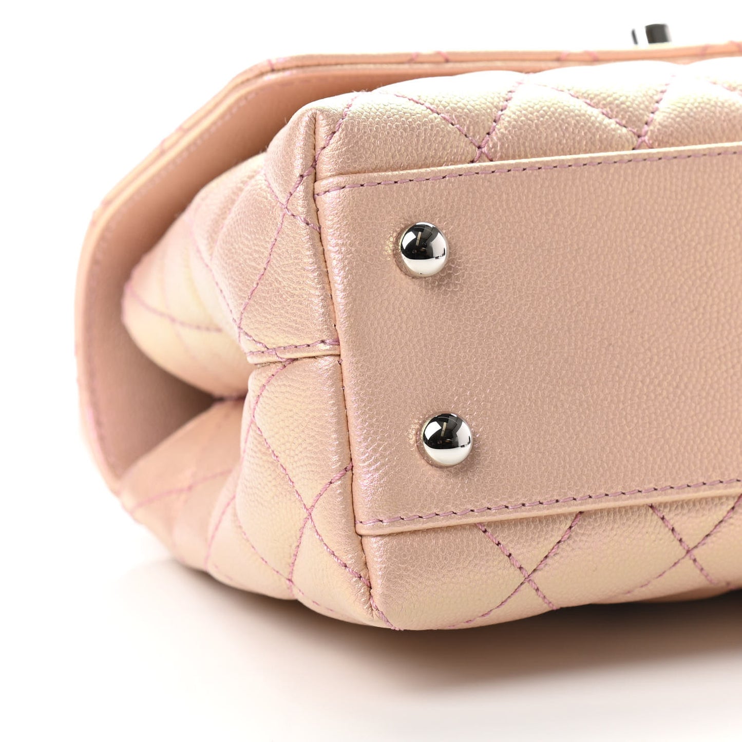 Iridescent Caviar Quilted Mini Coco Handle Flap Pink
