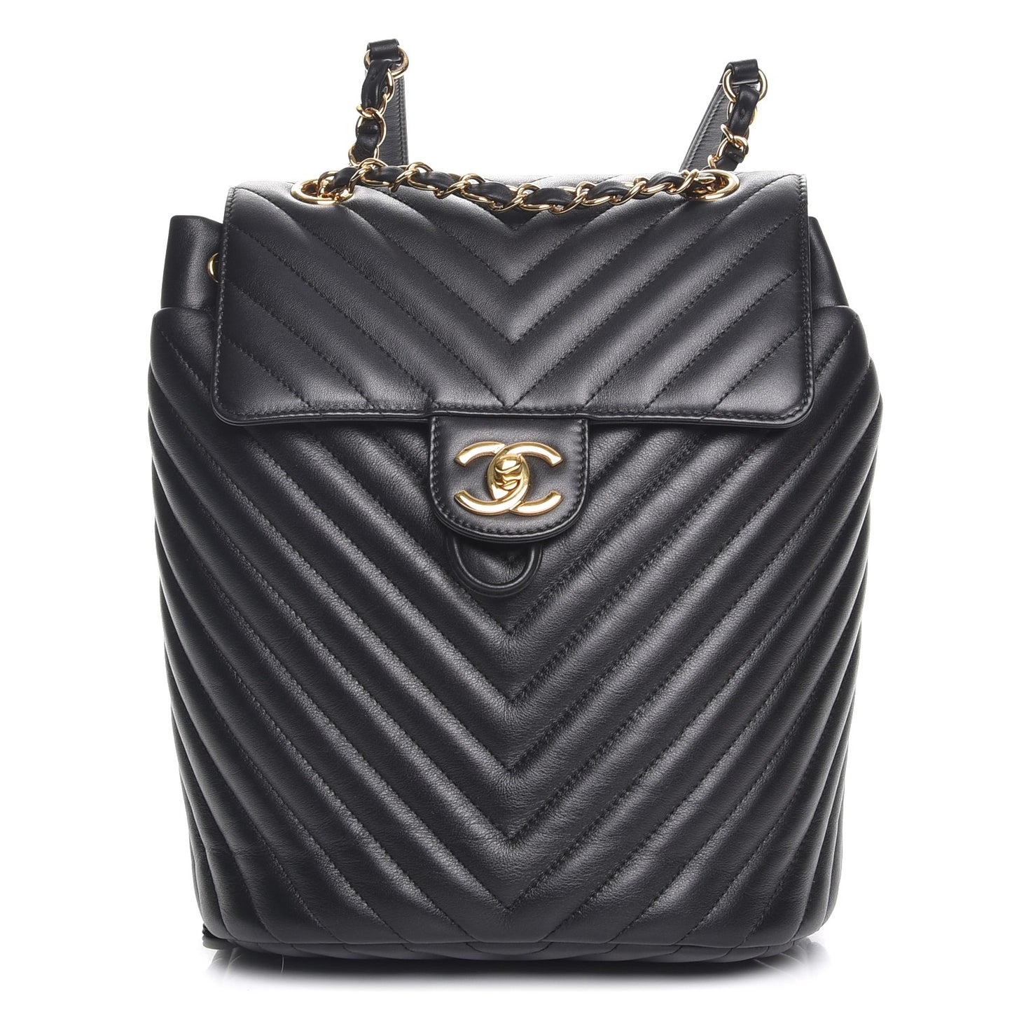 Calfskin Chevron Quilted Small Urban Spirit Backpack Black