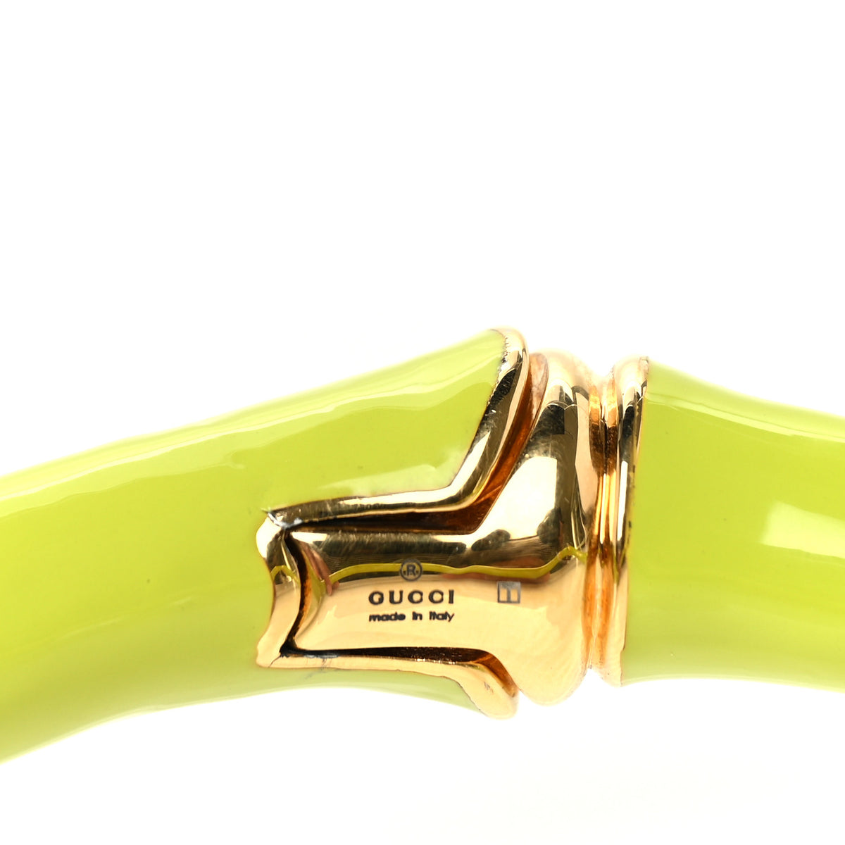 Gucci Metal Enamel Bamboo Choker Necklace Green 4 of 4