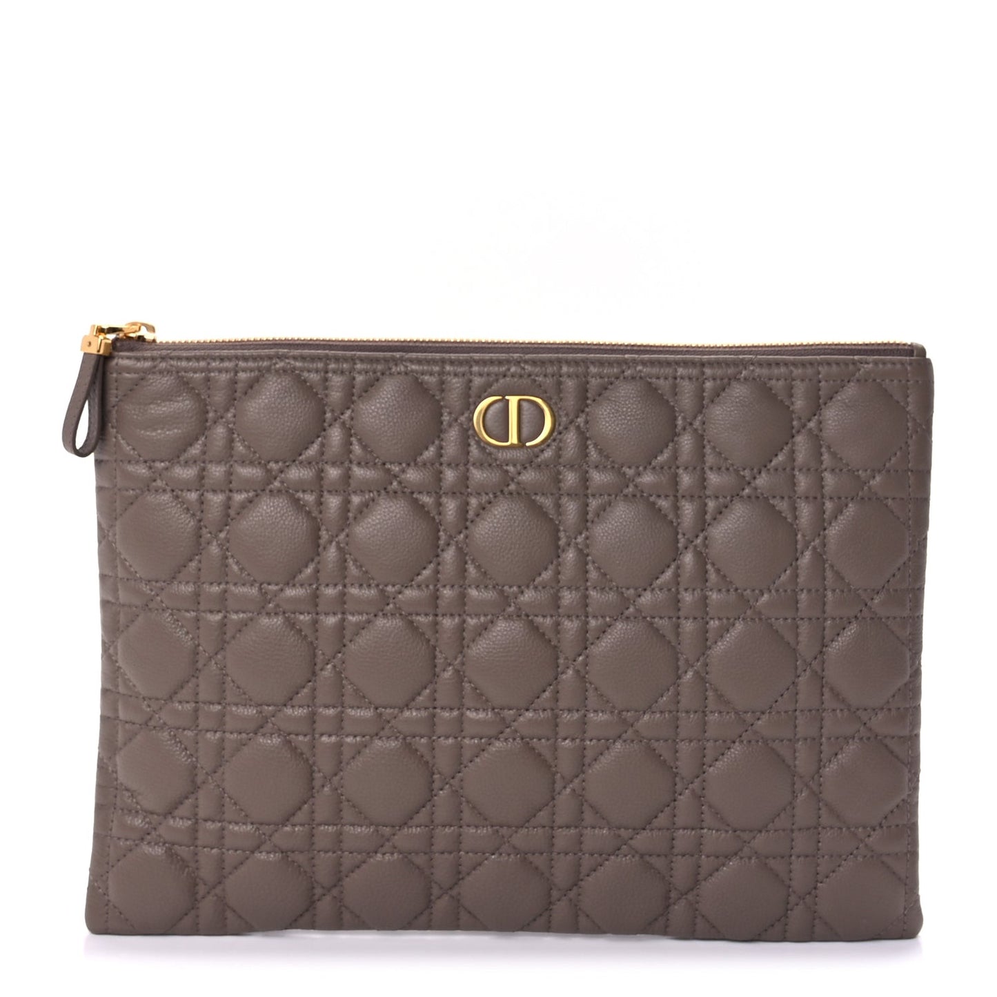 Supple Calfskin Cannage Large Caro Daily Pouch Warm Taupe