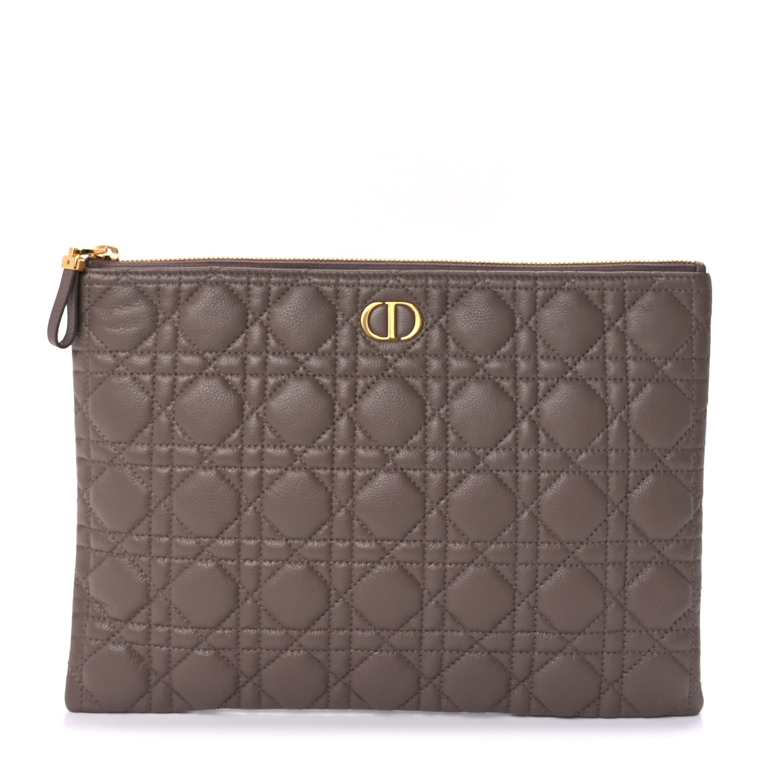 Christian Dior Supple Calfskin Cannage Large Caro Daily Pouch Warm Taupe 1 of 6