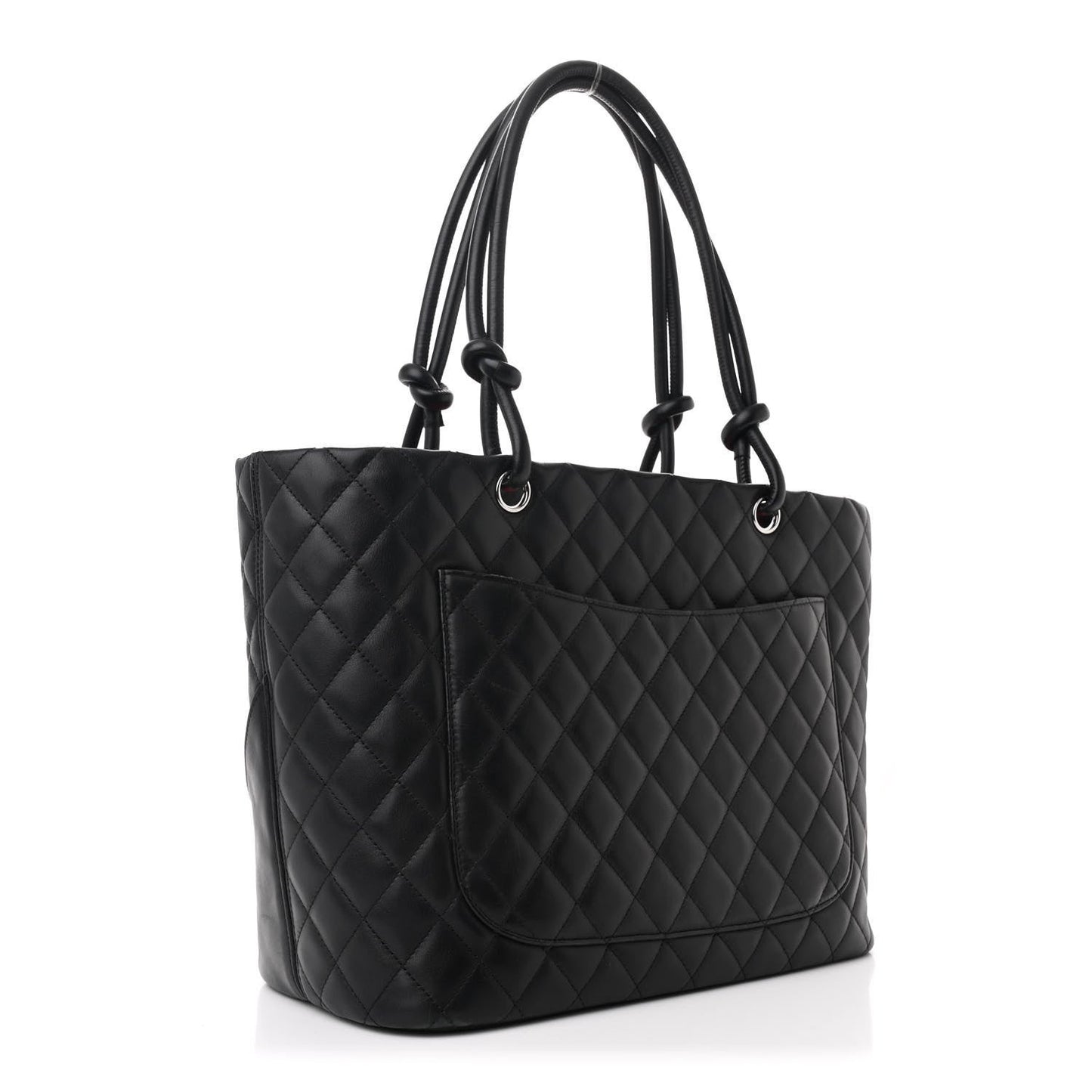 Calfskin Quilted Large Cambon Tote Black