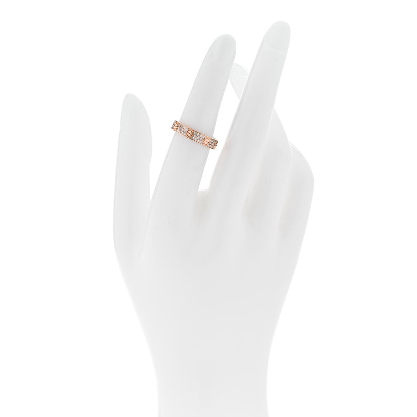 18K Pink Gold Diamond 4mm LOVE Wedding Paved Band Ring 51 5.75