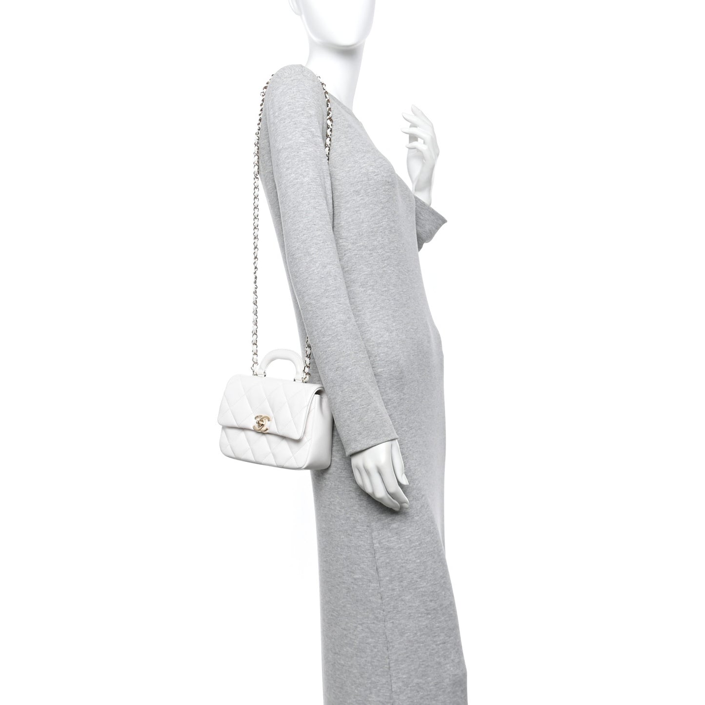 Shiny Lambskin Quilted Mini Coco Trip Flap Bag White