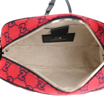 Gucci Monogram Multicolor Matelasse Diagonal Small GG Marmont Chain Shoulder Bag Red Blue 5 of 8