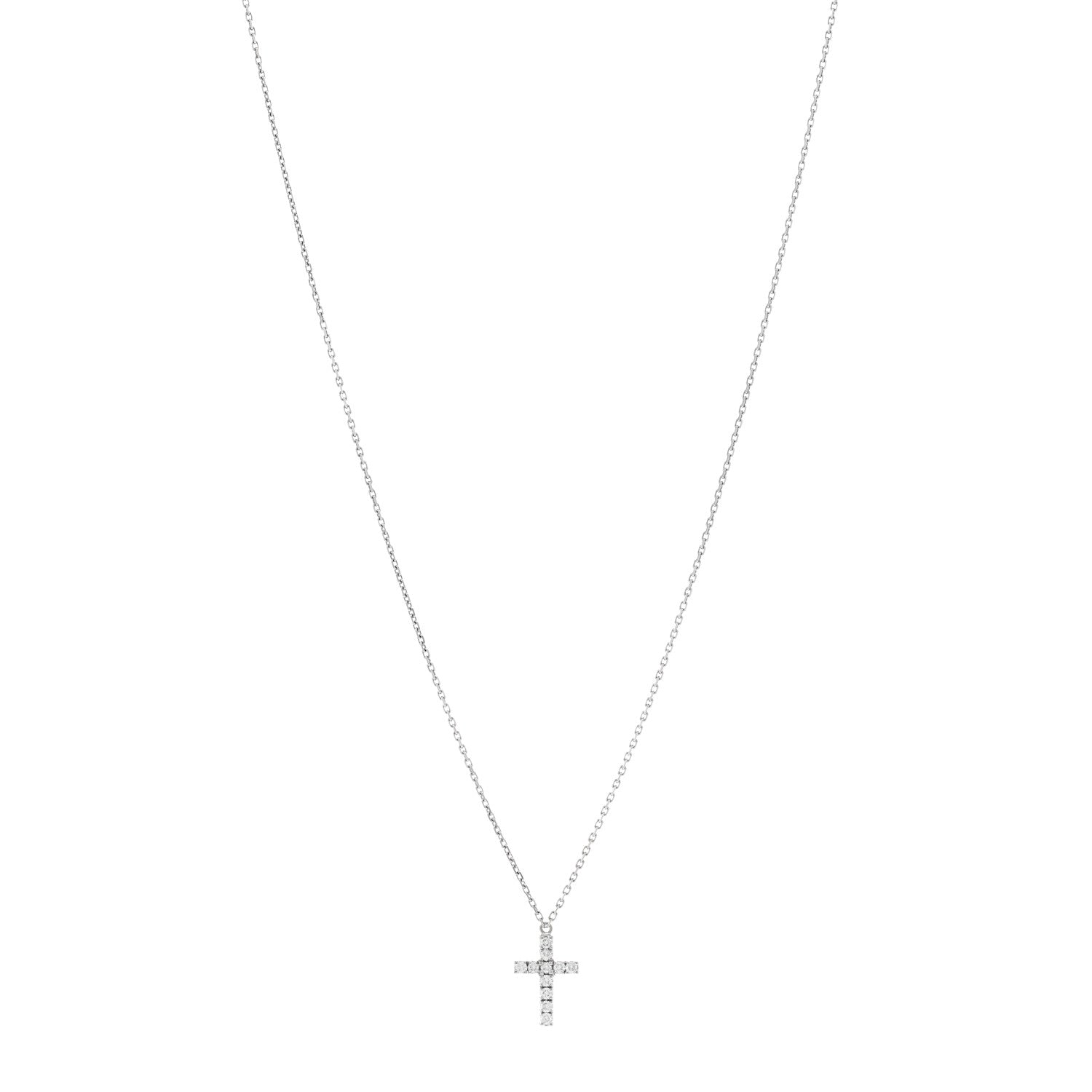 Cartier 18K White Gold Diamond Symbols Cross Pendant Necklace 1 of 5