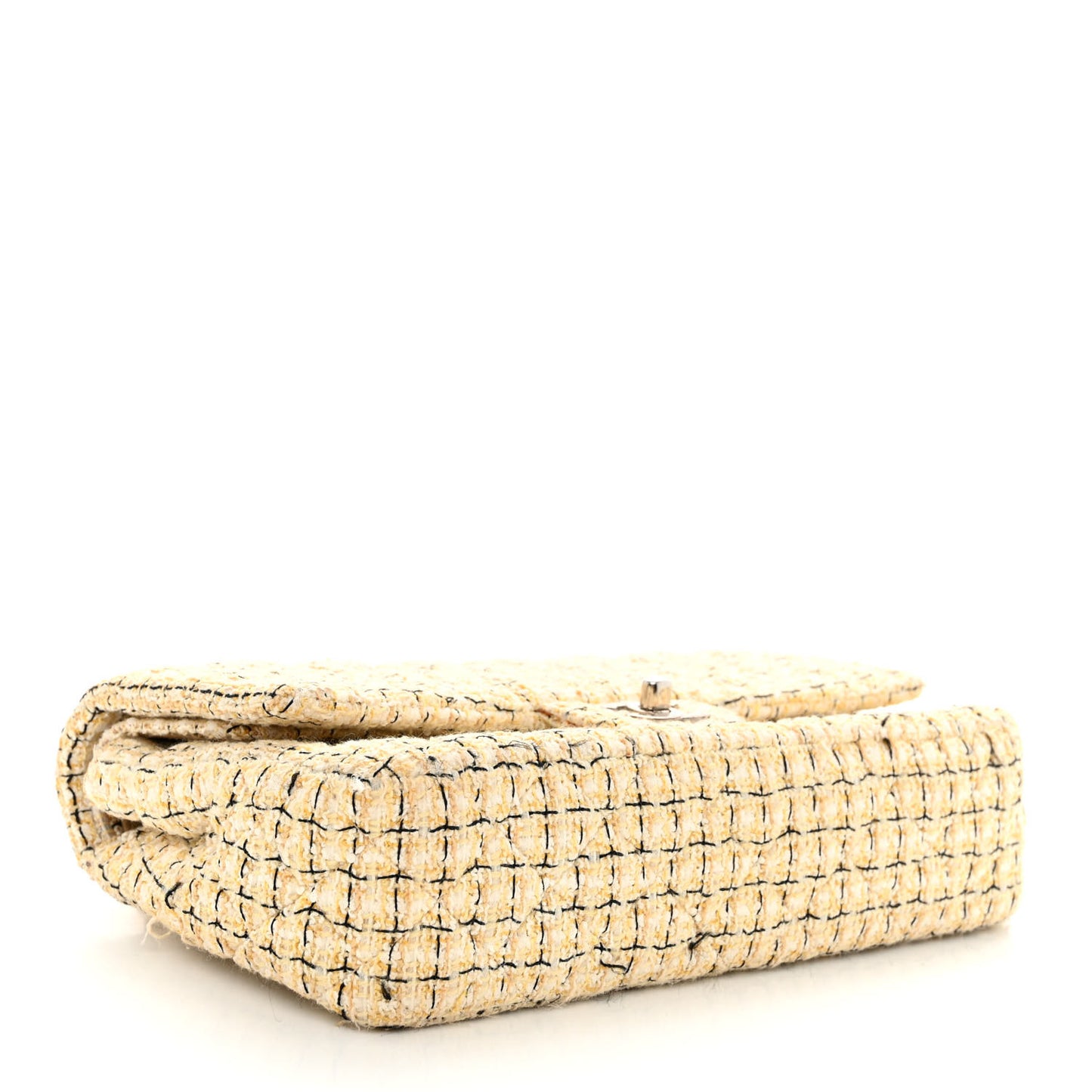 Tweed Quilted Medium Double Flap Beige Multicolor